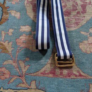 NWOT J Press ribbon grosgrain preppy blue white brass buckle D ring belt M